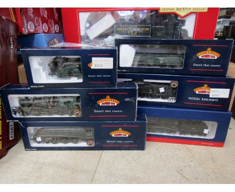 Six playworn or repainted 00 gauge locomotives in mis-matched Bachmann Branch-Line boxes; BR Easter Class A4 4-6-2 "60033 Sea