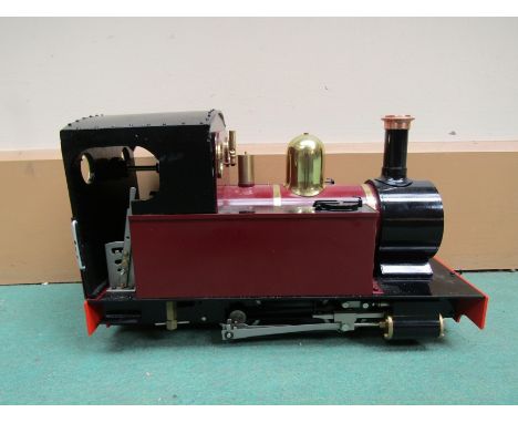 An Accucraft Trains by AMMC 1:19 scale live steam 0-4-0 pannier tank locomotive in maroon livery, gauge adjustable from 32mm 