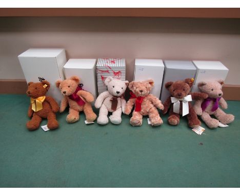 Six boxed Steiff Cosy Year Bears, 2016, 2017, 2018, 2019, 2020, 2021