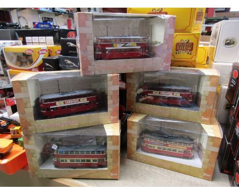 Six boxed Corgi Original Omnibus diecast trams including one motorised example 
