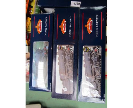 Three boxed Bachmann Branch-Line 00 gauge locomotives; 32-577 Ivatt Class 4 43160 BR Lined Black Early Emblem (DCC Ready) 32-