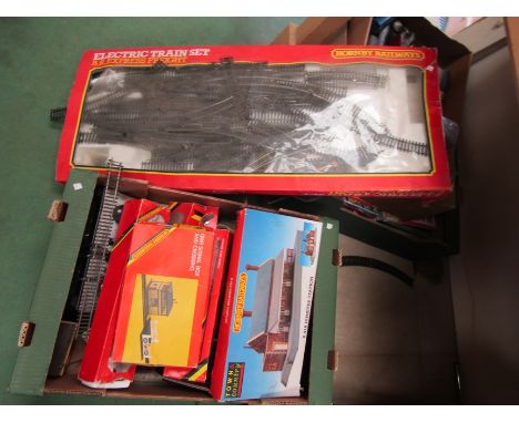 A collection of Hornby and other 00 gauge railway items including locomotives, rolling stock, Duette power unit, track, empty