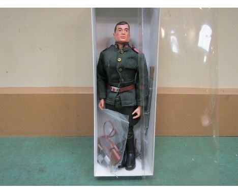 An Action Man Russian Infantryman figure in jacket, trousers, boots, belt and fur hat with badge, with Order of Lenin medal, 