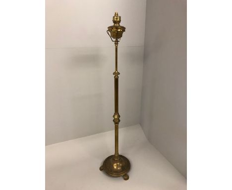 Vintage lighting, brass standard lamp in the style of a Victorian oil lamp, approximately 155cm high