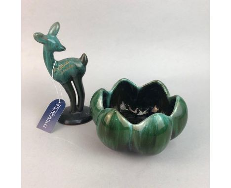LOT OF BLUE MOUNTAIN POTTERY, comprising various animals and jars, along with a Poole otter, 12cm high (9)