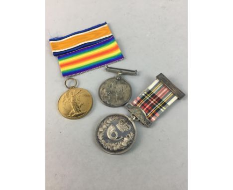 TWO WWI MEDALS, both named to PTE R Irvine, with a Queen's Diamond Jubilee 1897 Forrester Cup competition medal, along with s