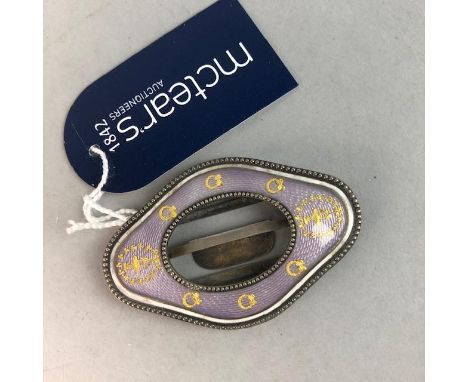 EARLY 20TH CENTURY SILVER AND ENAMEL BUCKLE