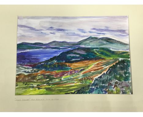 ROBERT GRAHAM, LOCH SUNART FROM BEALACH SLOC AN EICH mixed media, signed 28cm x 40cm in a card mount