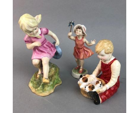 ROYAL WORCESTER FIGURE OF MARCH, HN3454, along with four other Royal Worcester figures comprising November 3418, July 3440, L