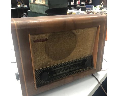 VINTAGE MAHOGANY RADIO, along with a Maxim radio/tv (2)