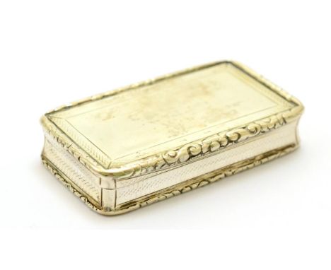 A silver snuff box, maker's mark NM for Nathaniel Mills  CONDITION REPORT: 