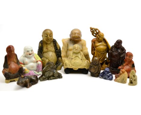 Collection of 19th century and later stone, hardwood and ceramic Buddhas CONDITION REPORT: Sold as seen unless a specific ite