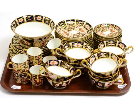 A group of Royal Crown Derby Imari wares including coffee cans and saucers, tea cups and saucers, bowl, side plates etc (55 p