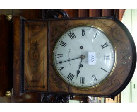 A Regency mahogany striking table clock, signed Loof, Tunbridge Wells, arched case, brass inlaid front, fish scale side frets