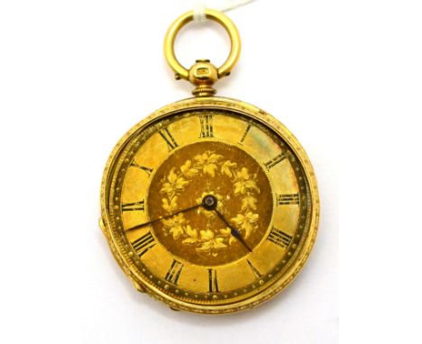A lady's fob watch, retailed by Snow & Son, Ripon, circa 1900, cylinder movement signed Stauffer Cx-De-Fonds, gold coloured d