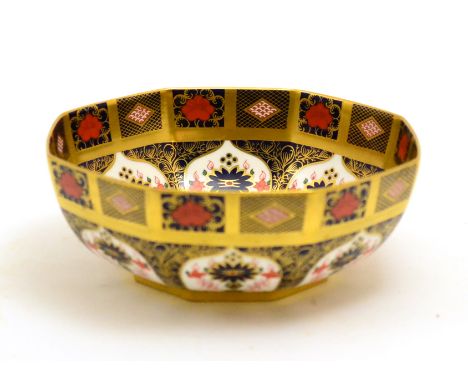 A Royal Crown Derby octagonal bowl in the Imari palette No. 1128, diameter 21cm CONDITION REPORT: Light rubbing to gilding, s