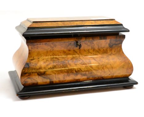 Victorian walnut tea caddy, 33cm wide CONDITION REPORT: Generally good condition, worn around the edges.