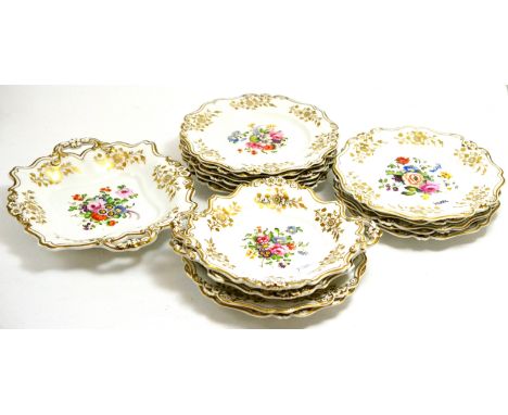 Sixteen piece Victorian dessert service, painted to the centre with flowers, numbered 222 CONDITION REPORT: Sold as seen unle