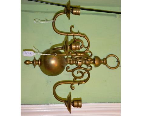 Dutch brass wall light with three branches CONDITION REPORT: 