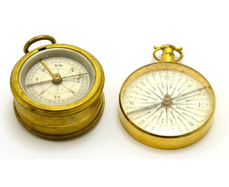 An early 19th century compass signed Watkins & Hill, and a combined pocket barometer/compass CONDITION REPORT: 