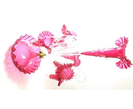 A cranberry glass epergne  CONDITION REPORT: 