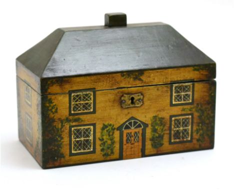 A tea caddy in the form of a Georgian house CONDITION REPORT: No significant age, varnished on all surfaces to appear older. 