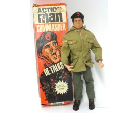 An Action Man Commando figure (talking) together with various accessories and clothing.
