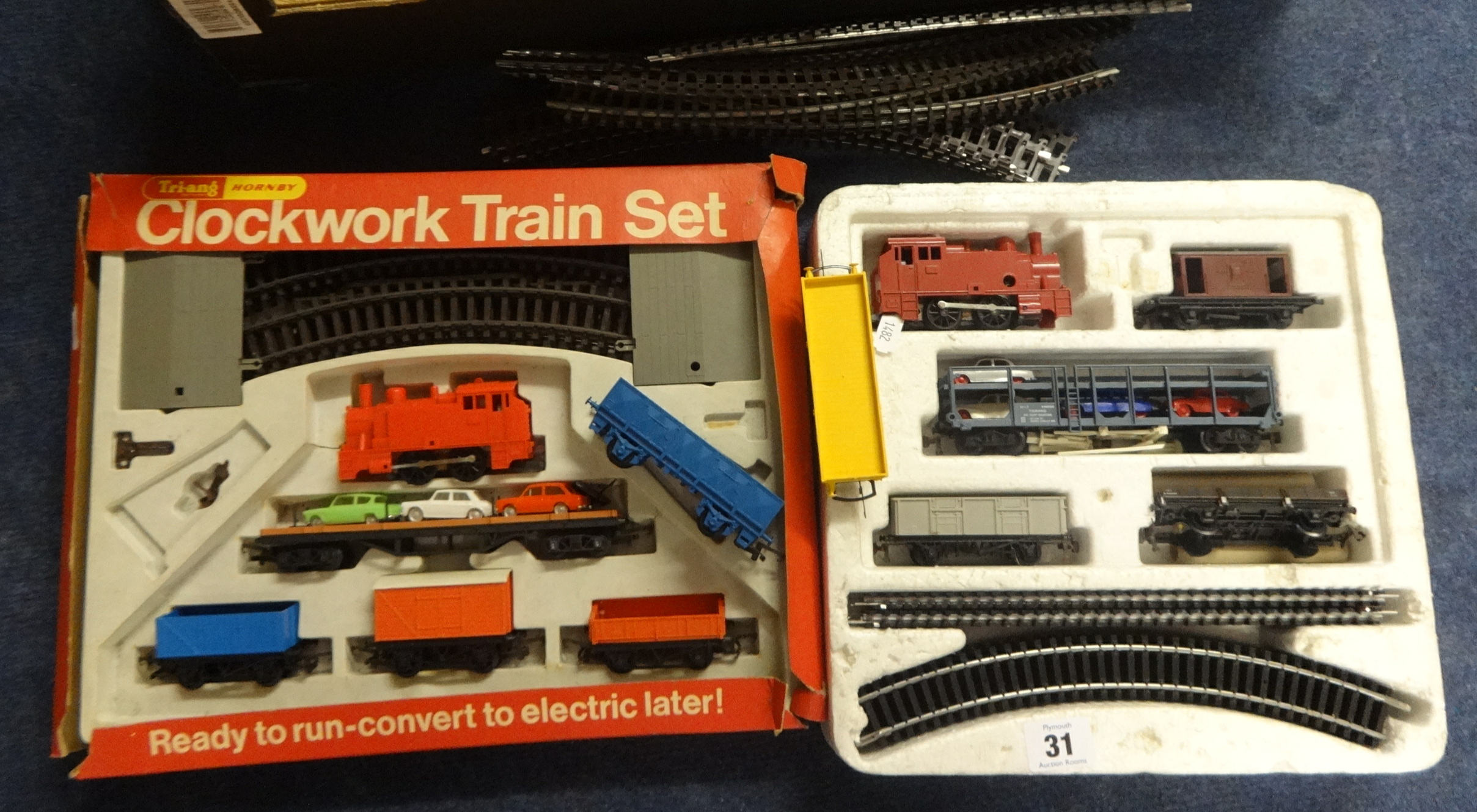 A Triang Hornby clockwork train set and another part set also a British