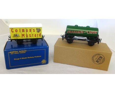 Two Bassett-Lowke style Gauge 0 modern vintage wagons, ACE Trains London/horton series private owner van 'Colmans Mustard' bo