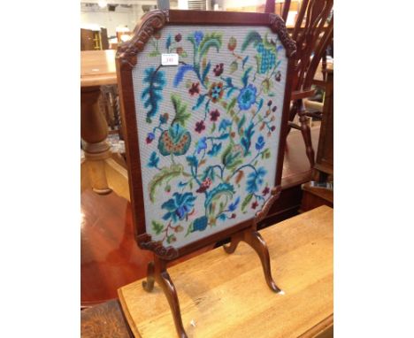 EMBROIDERED FIRESCREEN TABLE, H81cm