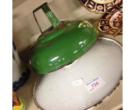 A PAIR OF RETRO ENAMEL LIGHT SHADES, DIAM. 25CM. H4