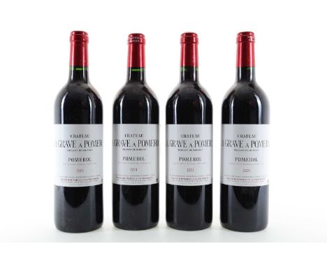 4 BOTTLES OF CHATEAU LA GRAVE A POMEROL 2001 FRENCH-BORDEAUX All 13.5% ABV / 75clQty: 4