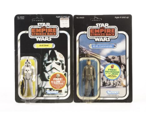Vintage Kenner Star Wars ESB AT-AT Commander 3 3/4” Figure, 48 back punched card (tab in place), ESB AT-AT Driver, 47 back pu