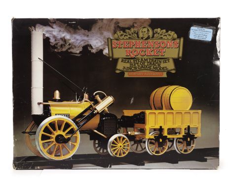 A Hornby 3½” Gauge Live Steam Rocket Locomotive and track set: including the gas-fired locomotive, tender, sectional track, i
