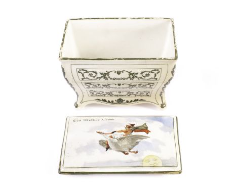 Huntley & Palmers Nursery Rhyme Biscuit Commode, ‘Old Mother Goose’, made by Royal Doulton with chromolithographic decorated 