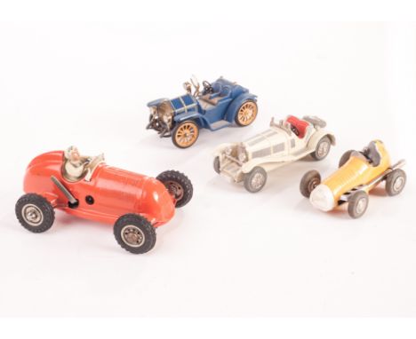 Unboxed Schuco and Gescha clockwork Cars: Schuco 1043/1Micro Racer Mercedes SSK, in cream, Micro Racer 1042, in yellow and 10