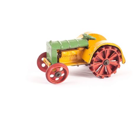 A Pre-War Dinky Toys 22e Farm Tractor, ‘Dinky Toys’ cast-in, with hook, green/yellow body, red wheels, G-VG 