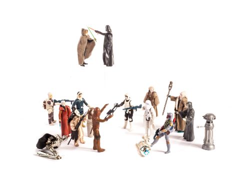 Vintage Star Wars Figures, twenty six figures complete with weapons and accessories, including Boba Fett, 4-Lom, Biker Scout,