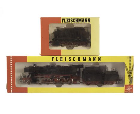 Fleischmann H0 Gauge steam Locomotives: ref 4175, a 2-10-0 with tender cab as DB no 50 058, and 4019, a 0-6-0 tank locomotive
