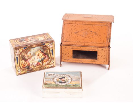 Vintage Tins and Players Navy Cut box: Kemps Chocolate Biscuit Tin in style of George III circa 1760 Snuff Box style, DBW tin
