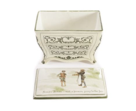 Huntley & Palmers Nursery Rhyme Biscuit Commode, ‘Simple Simon, met a pieman going to the fair’, made by Royal Doulton with c