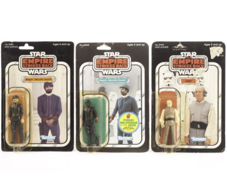 Vintage Kenner Star Wars ESB Bespin 3 3/4” Figures, 48 back Bespin Security Guard, punched, 41 back Bespin Security Guard, pu