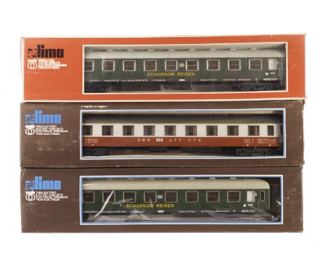 Lima Continental 0 Gauge 2-rail Coaching stock: comprising eight in various DB manifestations and four in Swiss Railway colou