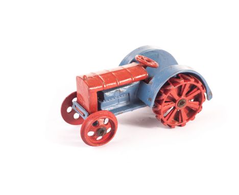 A Pre-War Dinky Toys 22e Farm Tractor, ‘Dinky Toys’ cast-in, with hook, red/blue body, red wheels, repainting throughout 