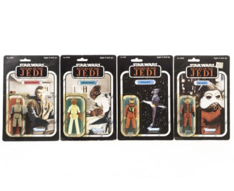 Vintage Kenner Star Wars ROTJ Nien Nunb 3 3/4” Figure, 65 back punched card, Admiral Ackbar, 77 back punched card, General Ma
