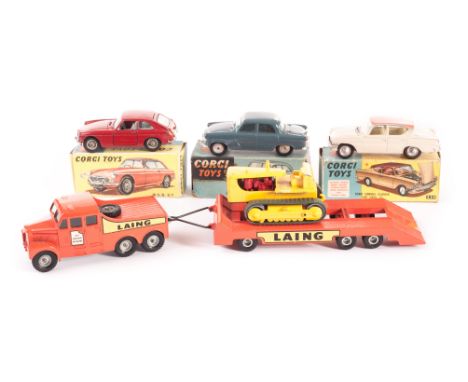 A Corgi Toys 352 RAF Staff Car, 234 Ford Consul Classic, in original boxes, 327 MGB GT, in repro box and loose Matchbox King-