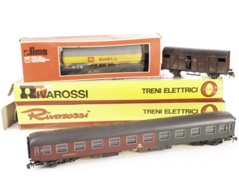 Lima and Rivarossi Continental 0 Gauge 2-rail Rolling stock: Lima comprising four bogie tankers, seven open wagons/vans, toge