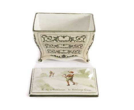 Huntley & Palmers Nursery Rhyme Biscuit Commode, ‘Ride a Cock Horse to Banbury Cross’, made by Royal Doulton with chromolitho