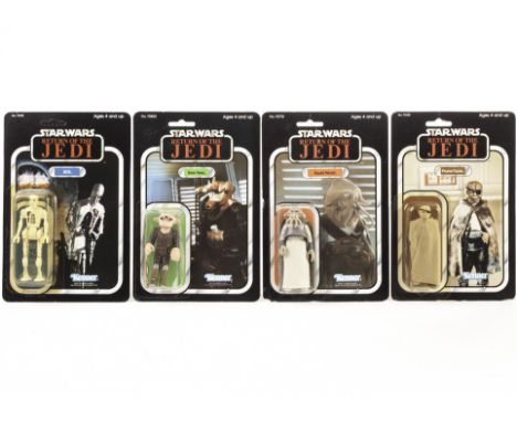 Vintage Kenner Star Wars ROTJ Jabbas Palace 3 3/4”Figures, 77 back Prune Face, punched, 77 back (MIM) Squid Head, punched, 77