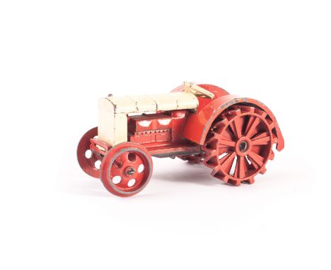 A Pre-War Dinky Toys 22e Farm Tractor, ‘Dinky Toys’ cast-in, with hook, cream/red body, red wheels, G 